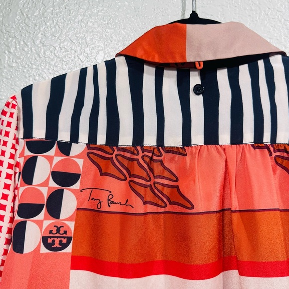 Tory Burch Silk Abstract Multicolor Patterned Top Size 6 - Picture 7 of 12
